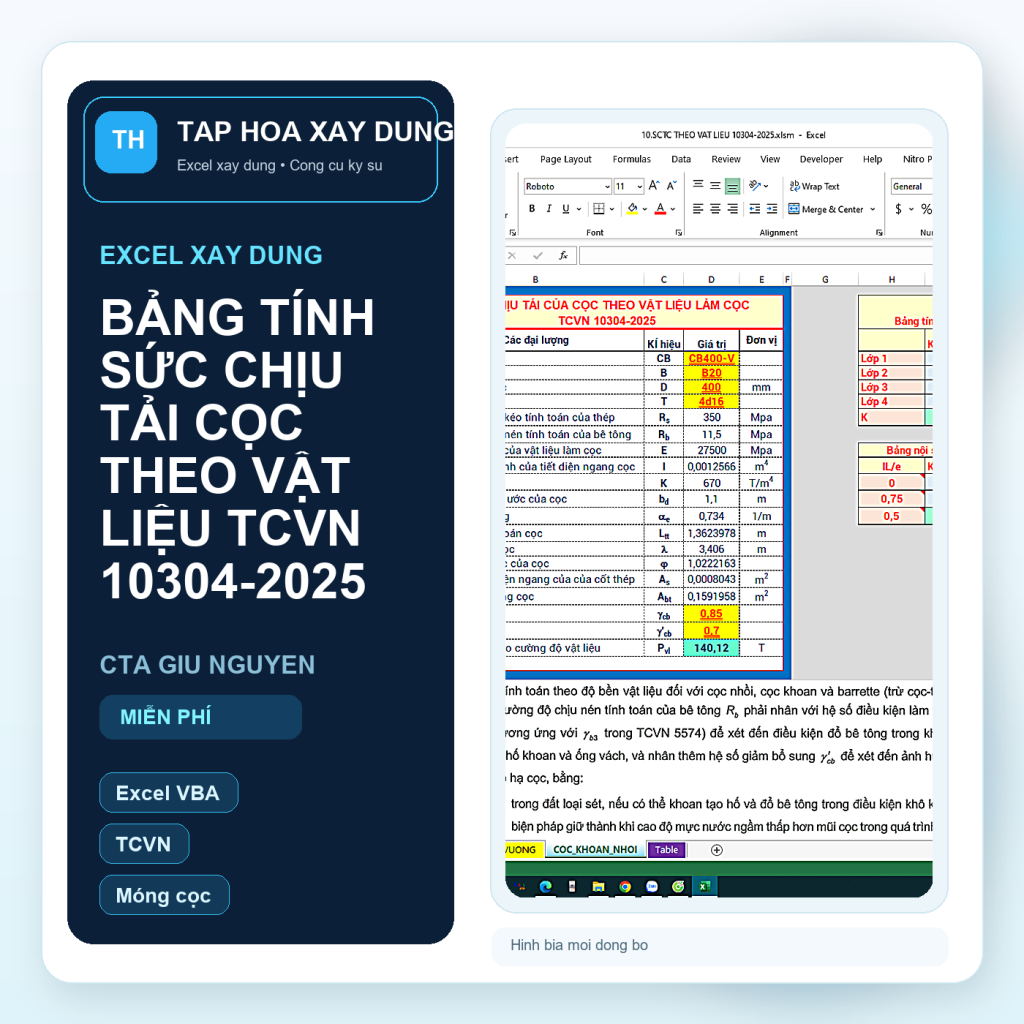 Hinh bia BẢNG TÍNH SỨC CHỊU TẢI CỌC THEO VẬT LIỆU TCVN 10304-2025