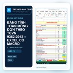 Hinh bia BẢNG TÍNH TOÁN MÓNG ĐƠN THEO TCVN 9362-2012 – EXCEL CÓ MACRO