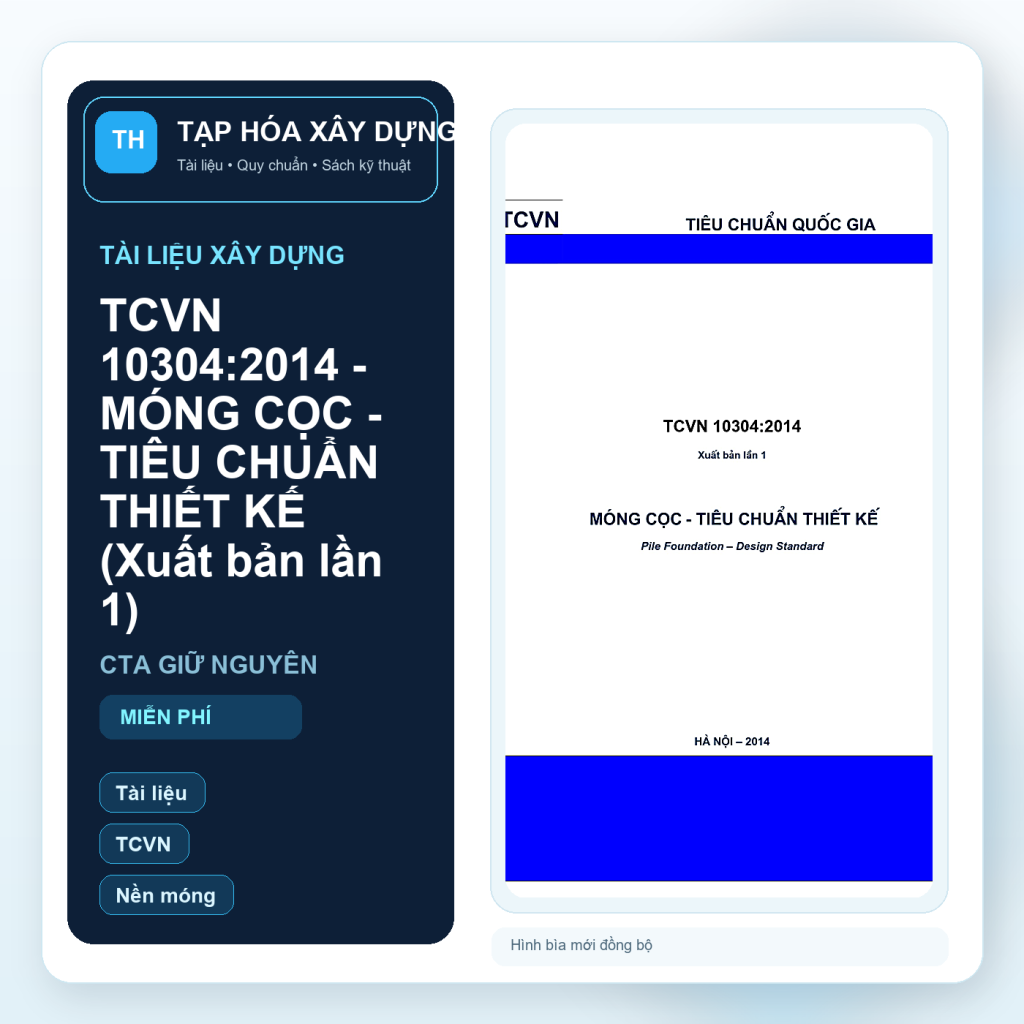 TCVN 10304:2014 - MÓNG CỌC - TIÊU CHUẨN THIẾT KẾ (Xuất bản lần 1)