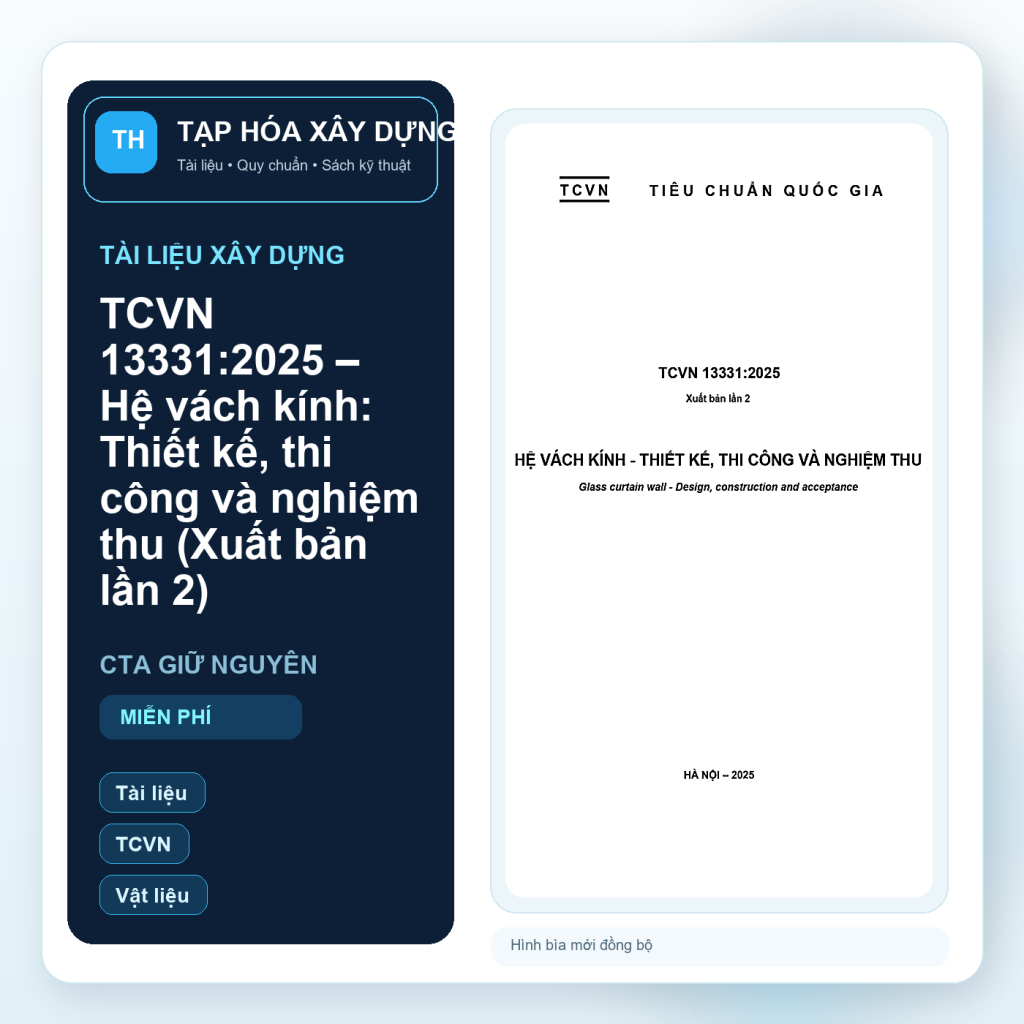 TCVN 13331:2025 – Hệ vách kính: Thiết kế, thi công và nghiệm thu (Xuất bản lần 2)