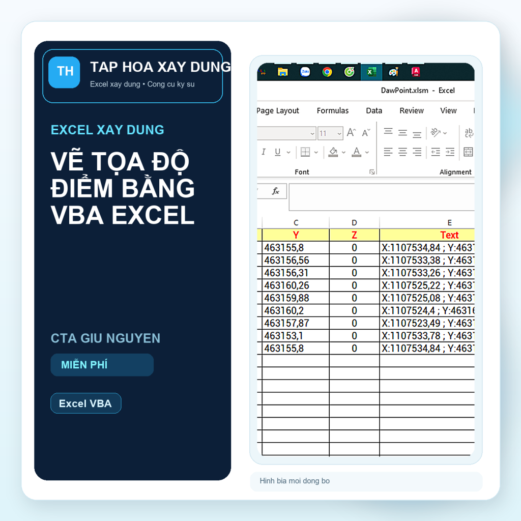 Hinh bia VẼ TỌA ĐỘ ĐIỂM BẰNG VBA EXCEL